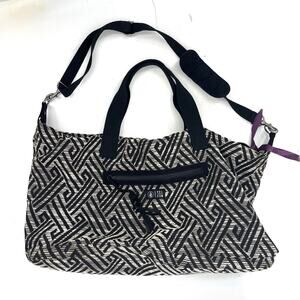 Volcom Black White Fabric Geometric Duffle Bag Shoulder Travel Weekend
